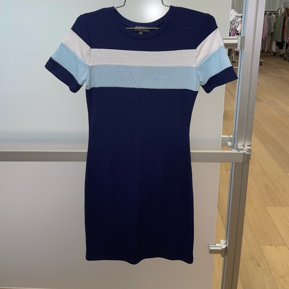 Poof! Blue and Black Soft Sweater Dress Stretch M